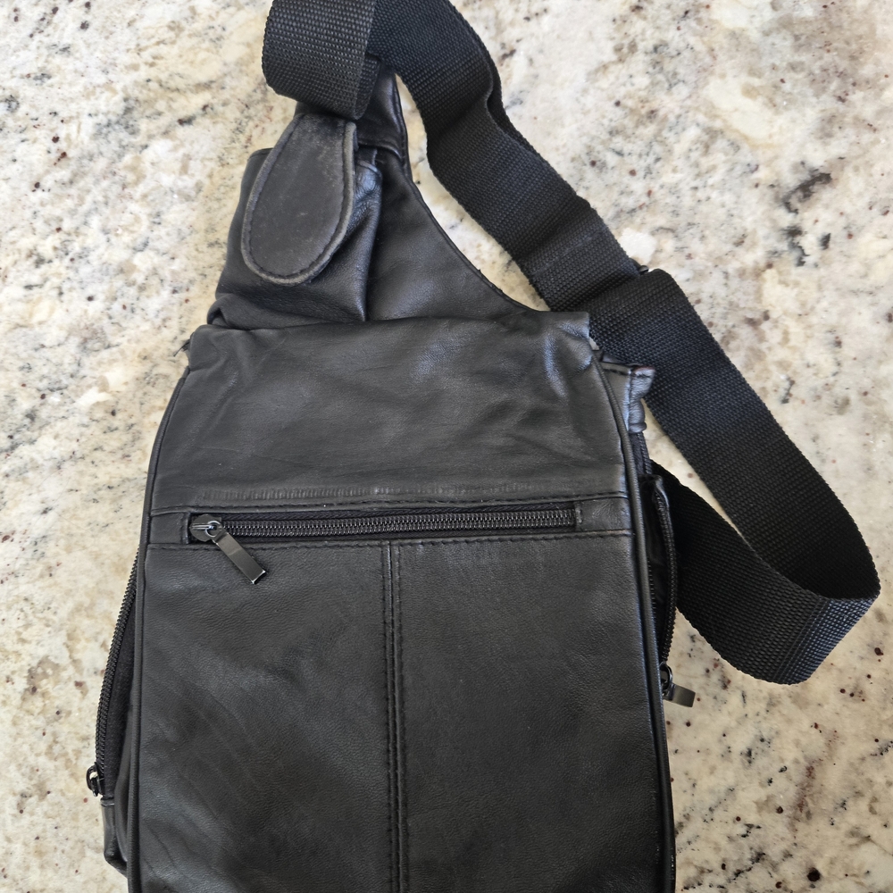 Black Leather Men's Crossbody Bag